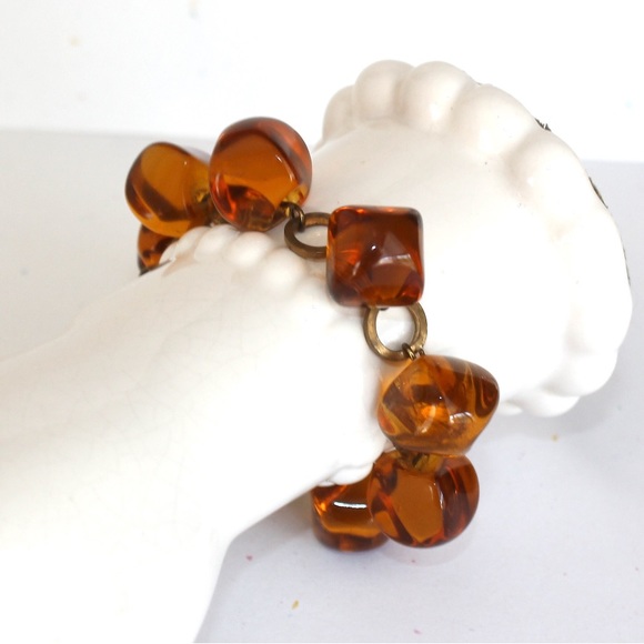 1920s -1930s Amber Glass Pillow Bead Bracelets Set of Three - Picture 7 of 8